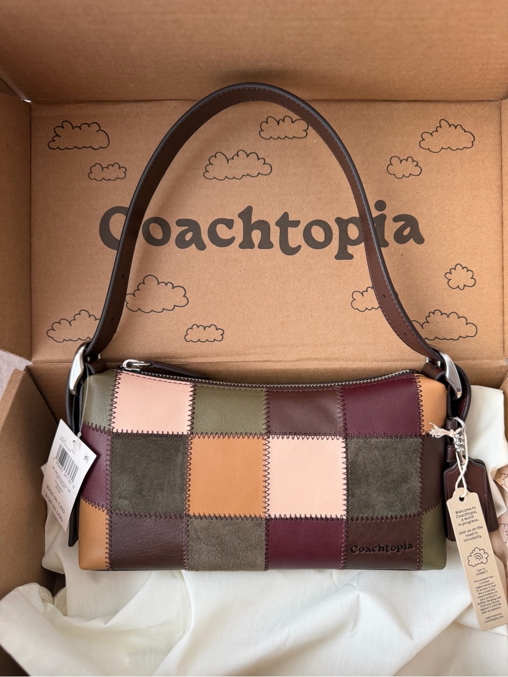NWT Coachtopia Alter Ego Small Slouchy Bag Maple Olive Patchwork CFG00